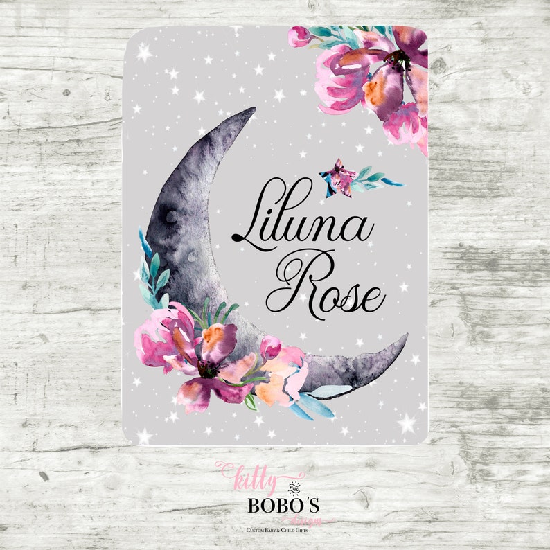 Luna Blanket Personalized Moon and Stars Baby Blanket Etsy