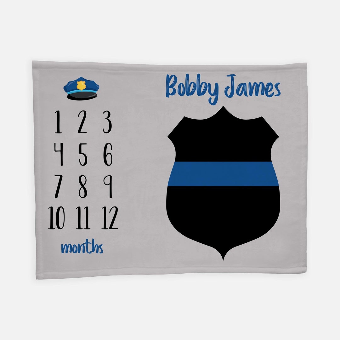 Thin Blue Line Baby Milestone Blanket Policeman Baby Blanket Etsy