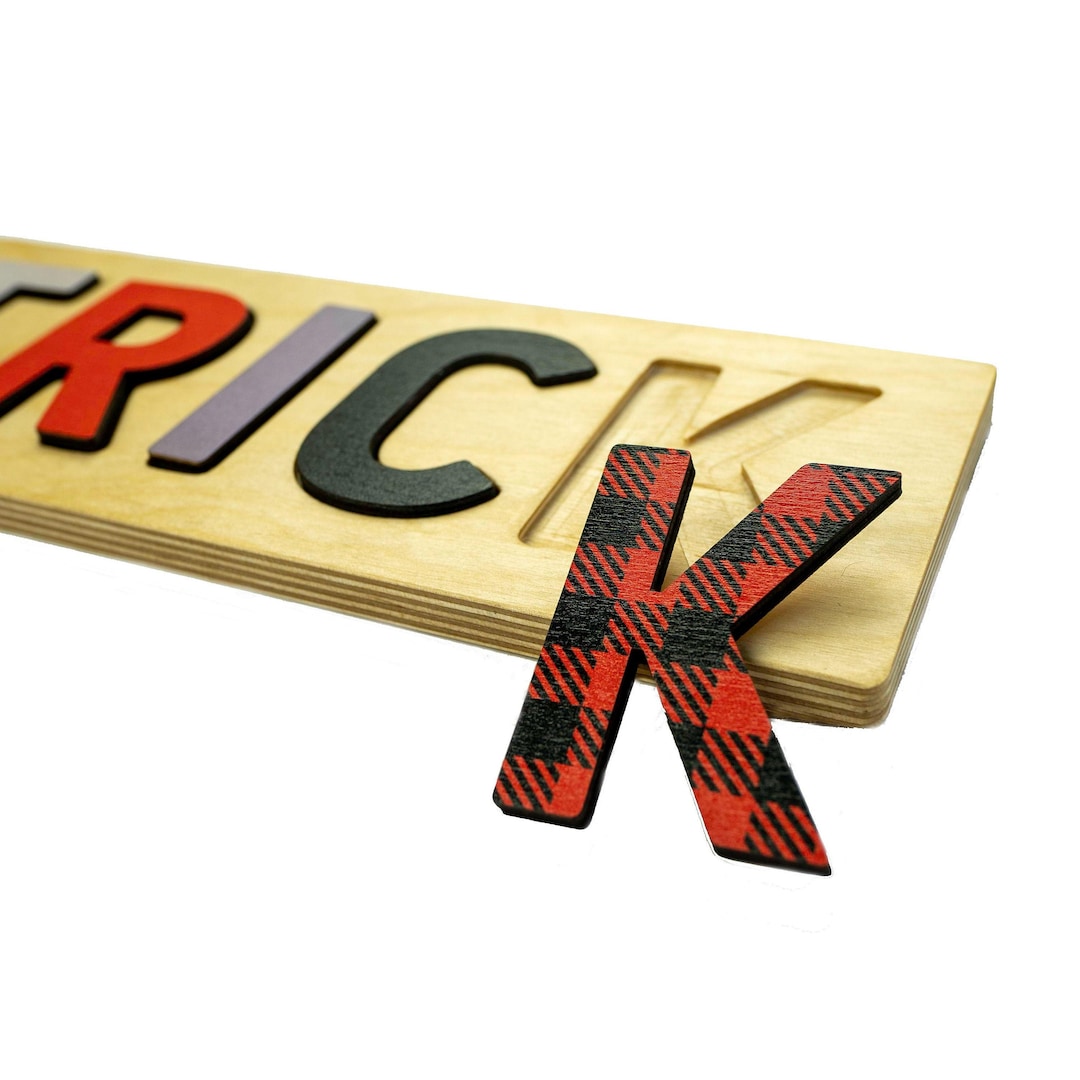 Lumberjack Wooden Name Puzzle Buffalo Plaid Name Puzzle Wood Etsy