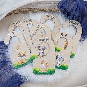 Dogs Clothing Dividers, Puppy Baby Clothing Divider, Wood Wardrobe Divider, Nursery Closet Divider, Puppy Nursery Theme G62