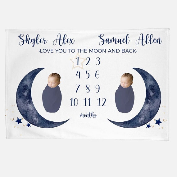 Twin boy milestone blanket sale