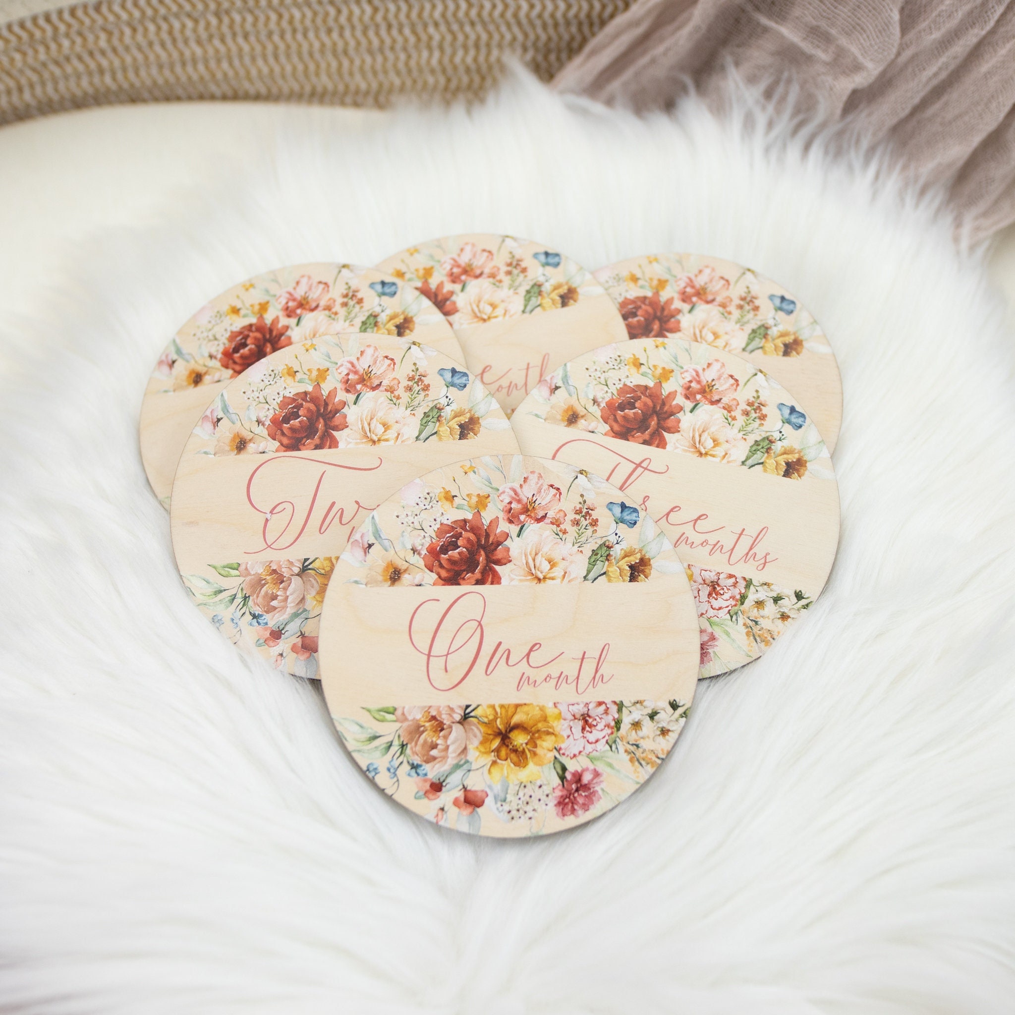 Boho Wildflower Milestone Cards, Baby Wildflowers Milestone Marker, Wood Milestone Card, Photo Prop, Boho Baby Shower Gift, Boho Nursery F76