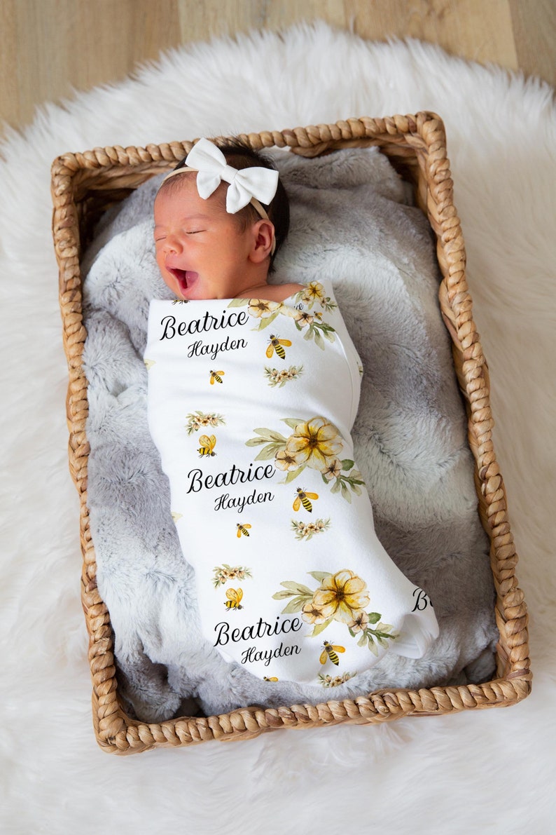 Honey Bee Blanket Bumble Bee Crib Bedding Personalized Baby Etsy