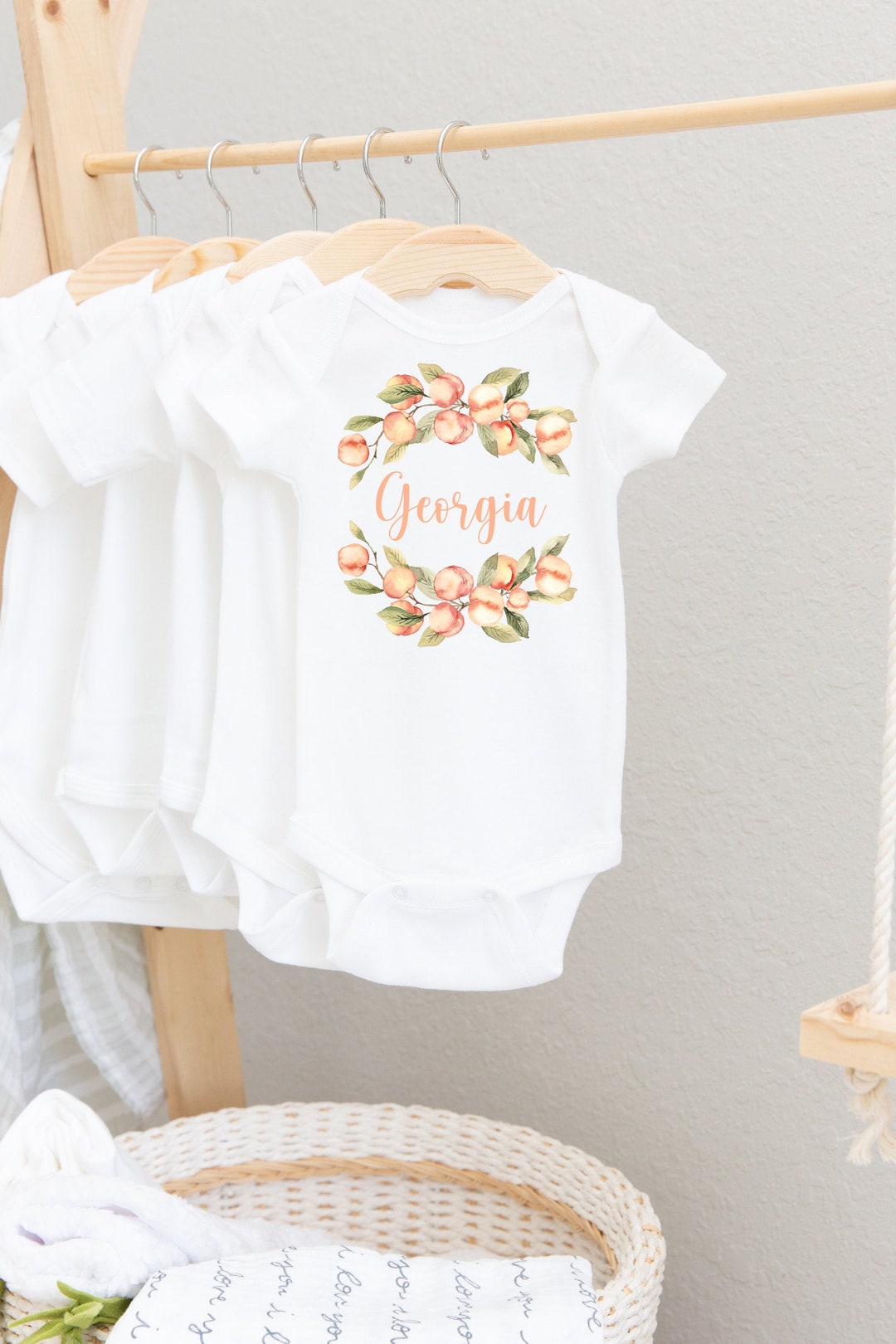 Peaches Baby Bodysuit Georgia Peach Bodysuit Baby Shower Gift Pregnancy Reveal Baby Shirt Baby One Piece Peaches Baby Outfit F49 Etsy UK