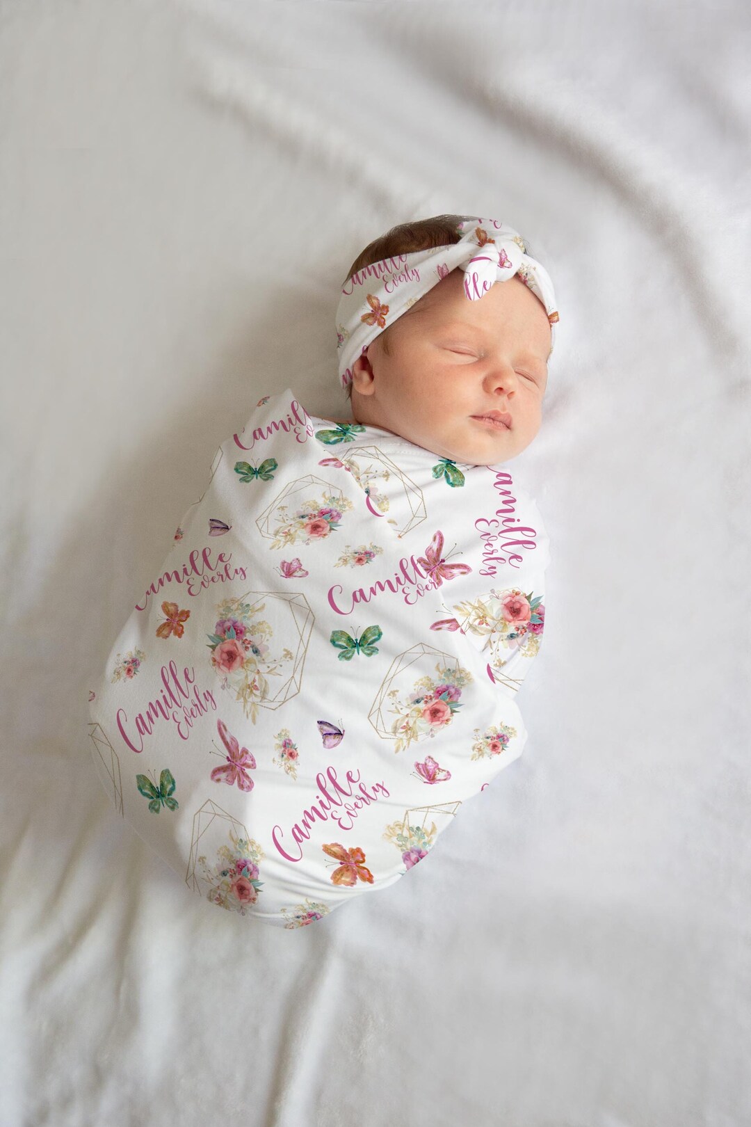 Butterfly Swaddle Set Glitter Floral Butterfly Swaddle Etsy