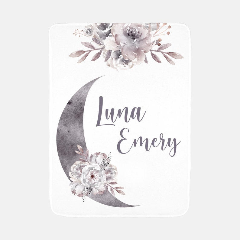 Luna Blanket Personalized Monochrome Moon Baby Blanket Etsy