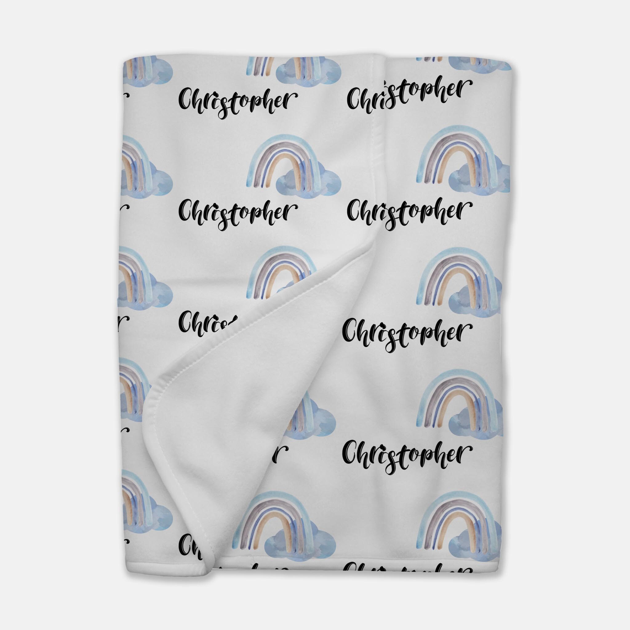 Blue Rainbow Baby Blanket Personalized Baby Blanket Rainbow Etsy
