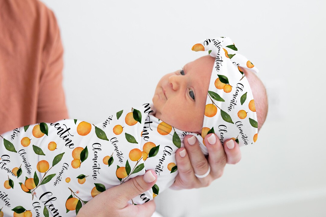 Oranges Baby Blanket, Personalized Baby Blanket, Clementine Baby