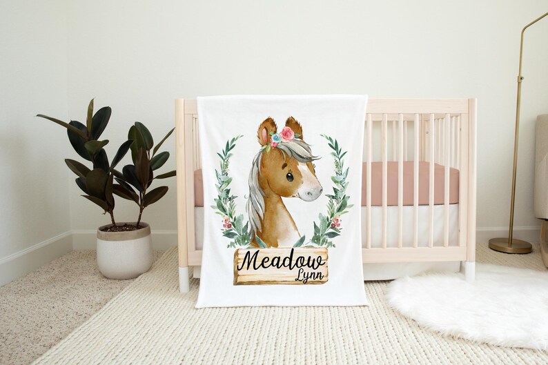 Girl Horse Blanket Horse Theme Crib Bedding Personalized Etsy
