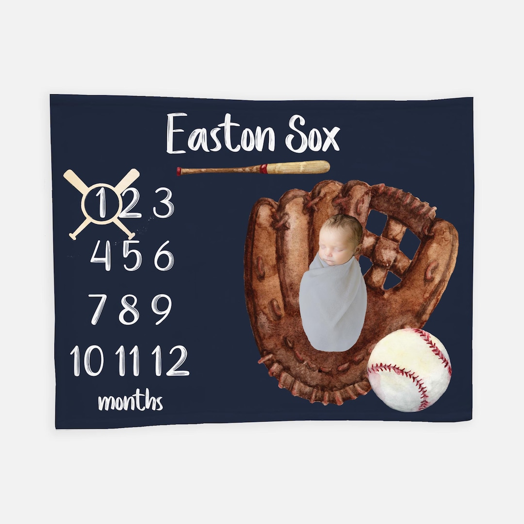 Boy Baseball Milestone Blanket, Baby Boy Milestone Blanket