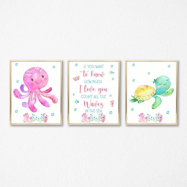 Sea Life Nursery Wall Art Ocean Nursery Decor Ocean Life Etsy