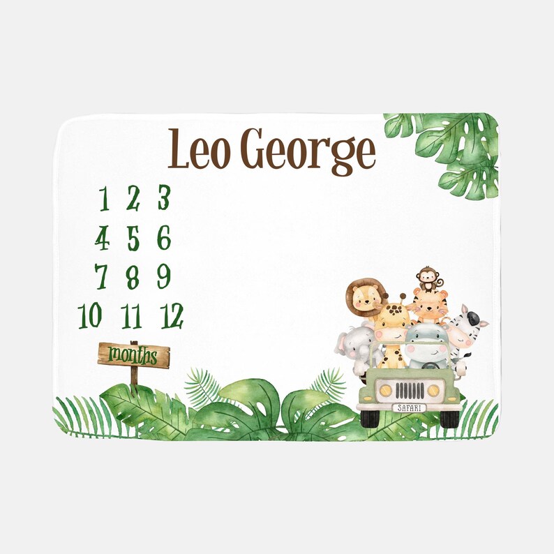 Safari Baby Milestone Blanket Milestone Blanket Boy Safari Etsy