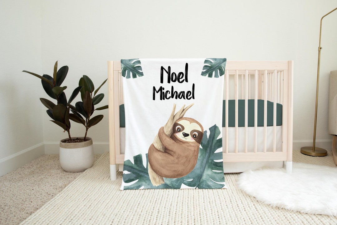Sloth Baby Blanket Sloth Crib Bedding Personalized Baby Etsy