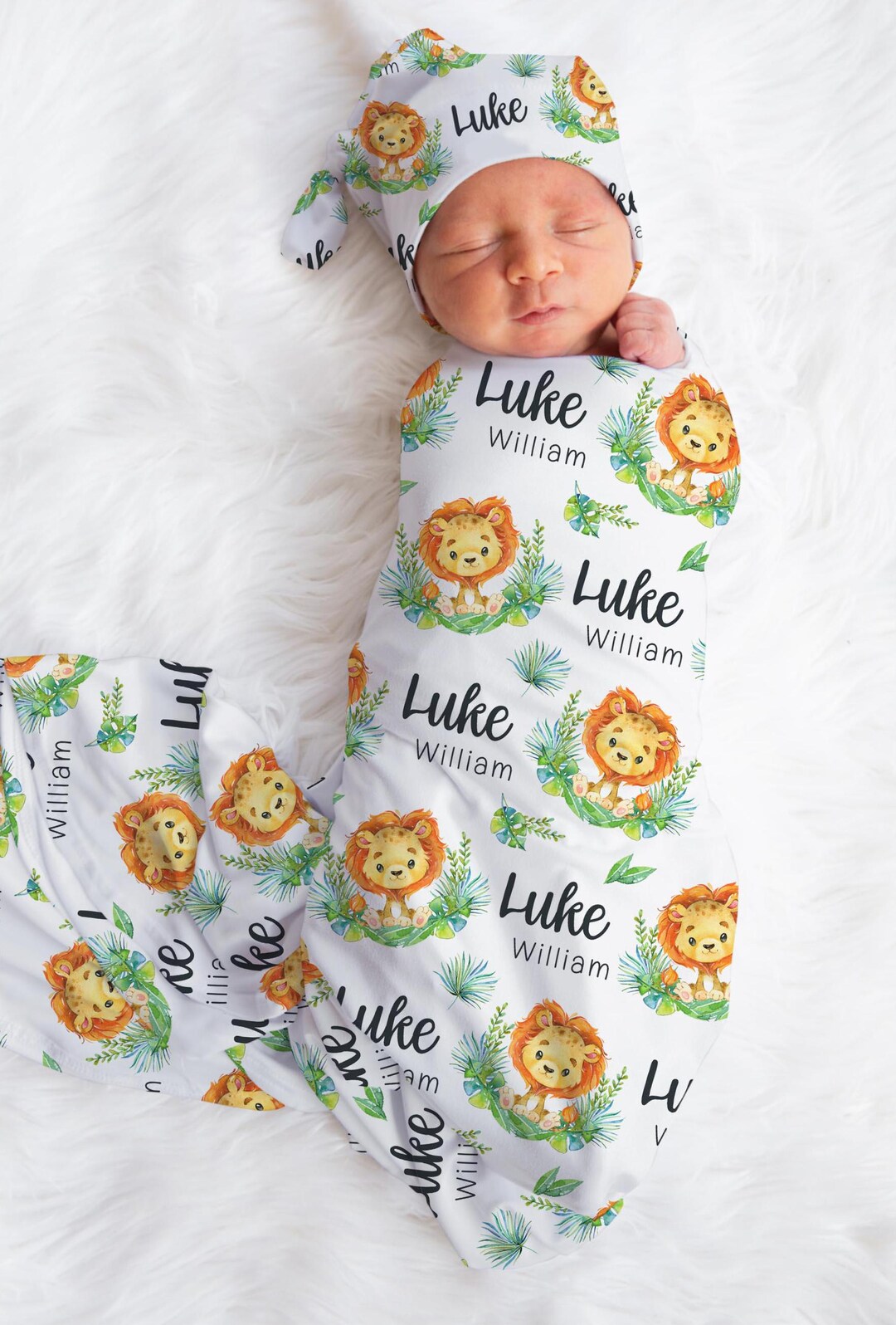 Quincy Mae Swaddle Blanket in Lions main image 1