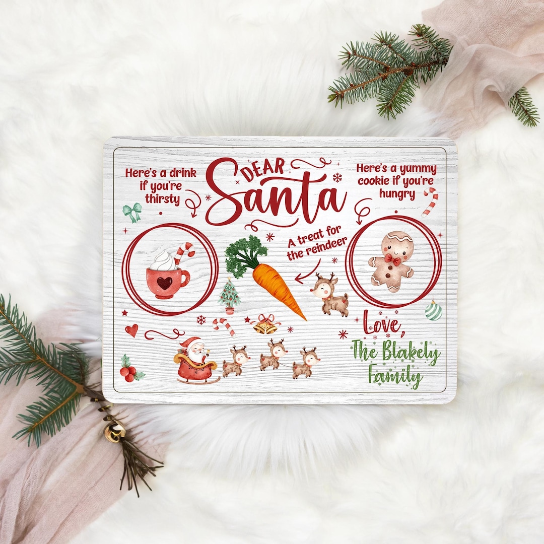Wooden Santa Milk and Cookie Tray, Personalized Santa Cookie Tray, Christmas Eve Treat Tray
