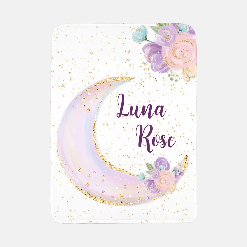 Luna Blanket Personalized Moon and Stars Baby Blanket Etsy