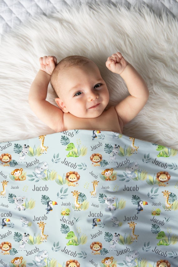 Manta Safari, Manta Swaddle Safari, Manta Bebé Personalizada, Tema Infantil  Safari, Manta Recién Nacido, León, Elefante, Jirafa, Cebra S3 -  España