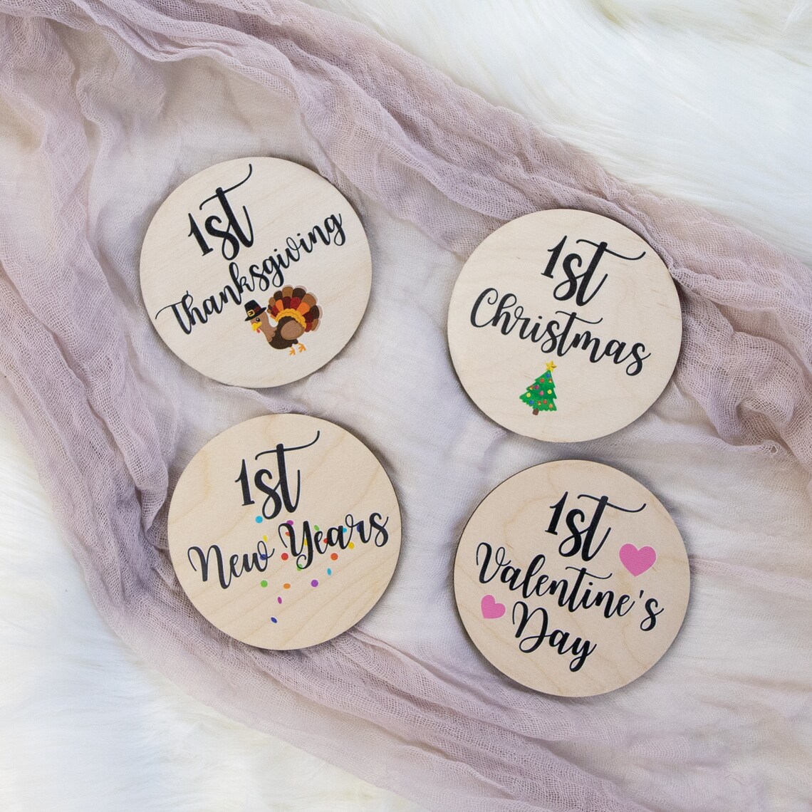 My First Holiday Milestone Cards Baby Milestone Holiday Wood Etsy