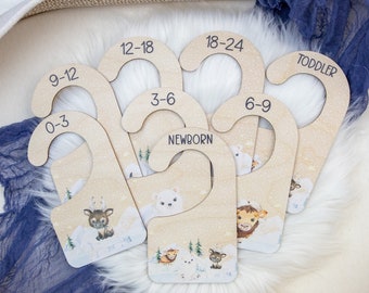Arctic Animals Clothing Dividers, Arctic Animal Baby Clothing Divider, Wood Wardrobe Divider, Nursery Closet Divider, Arctic Nursery B45