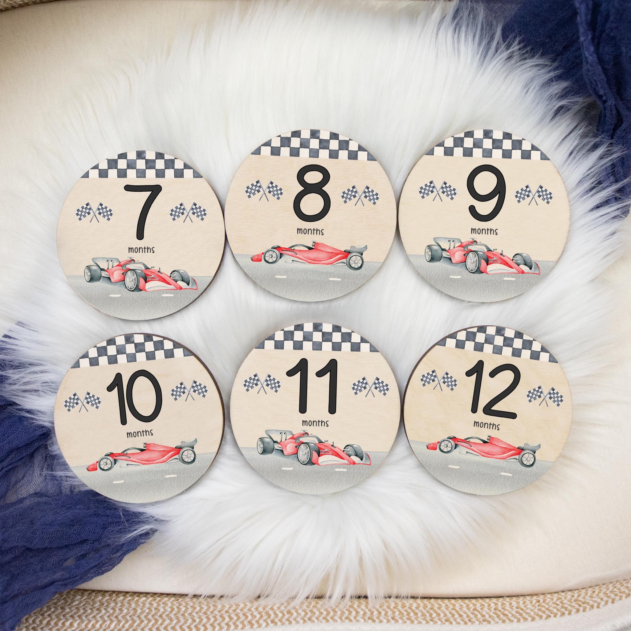 Red Race Car Milestone Cards, Baby Milestone Cars Marker, Wood ...