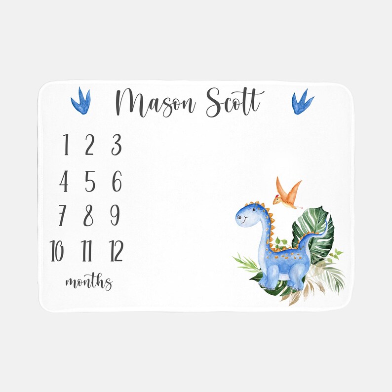 Dinosaur Baby Milestone Blanket Baby Boy Milestone Blanket Etsy