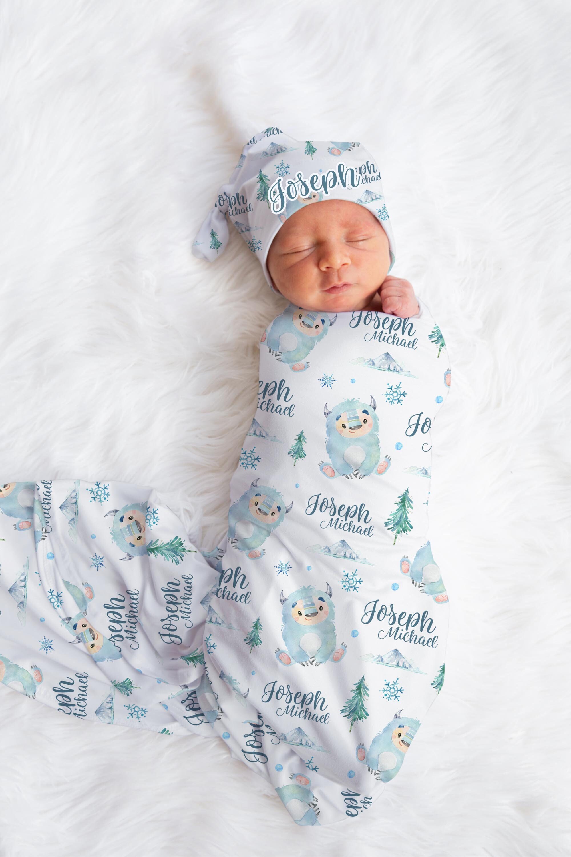 Plaid bebe personnalisé, Naissance, Motif animaux vert – LIOW