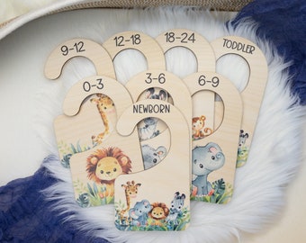 Safari Clothing Dividers, Safari Animal Baby Clothing Divider, Wood Wardrobe Divider, Nursery Closet Divider, Safari Nursery Theme S3