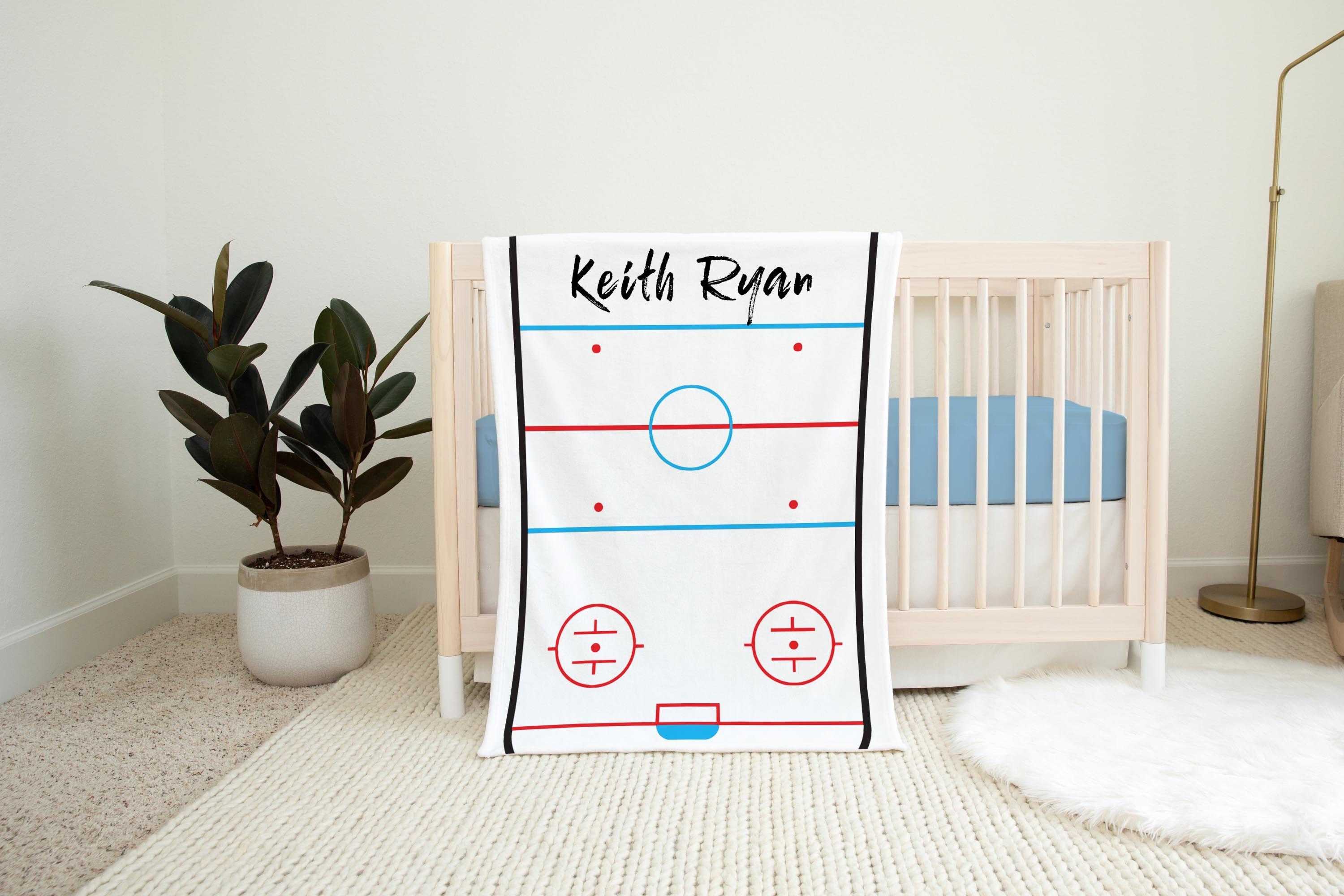 Hockey Rink Blanket Hockey Crib Bedding Personalized Baby Etsy