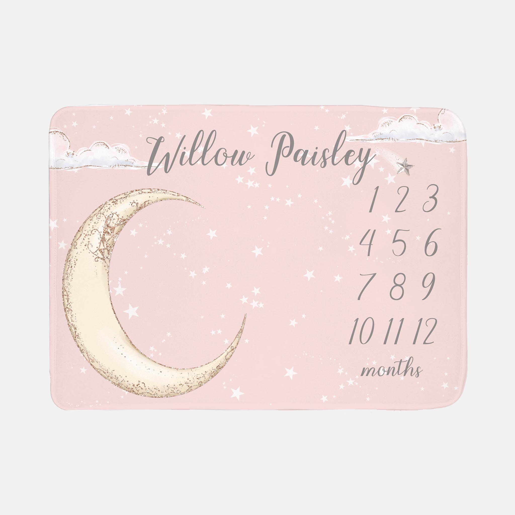 Moon and Stars Baby Milestone Blanket Moon and Stars Blanket Luna