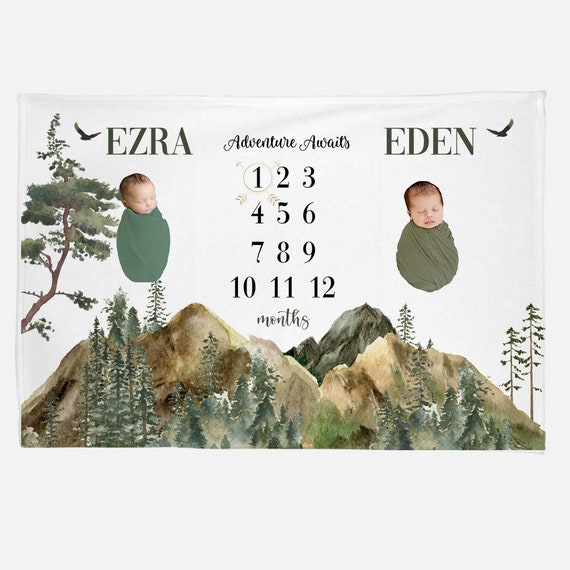 Twin baby milestone blanket hotsell