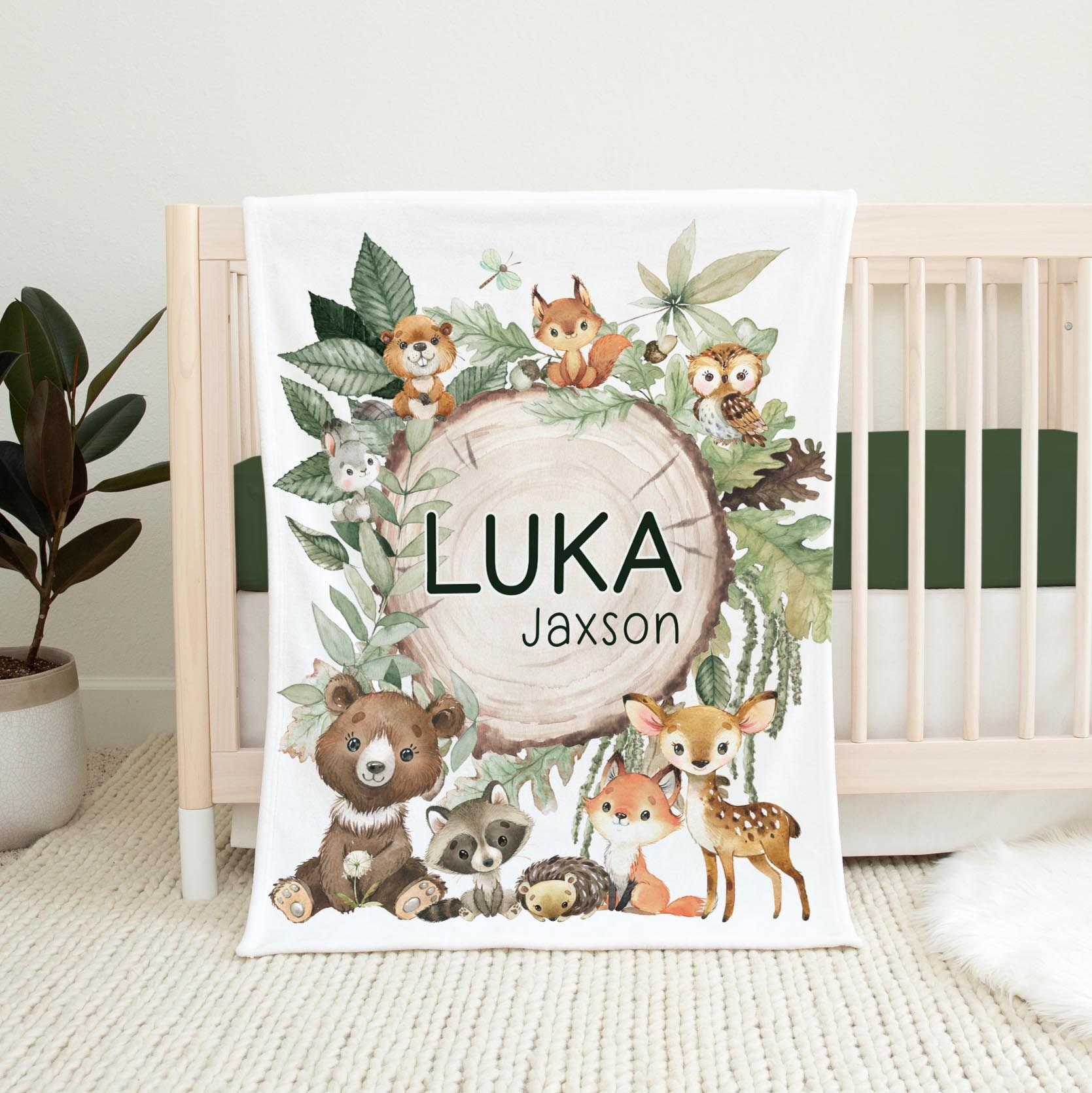 Woodland Baby Blanket Forest Animal Baby Blanket New Baby Etsy