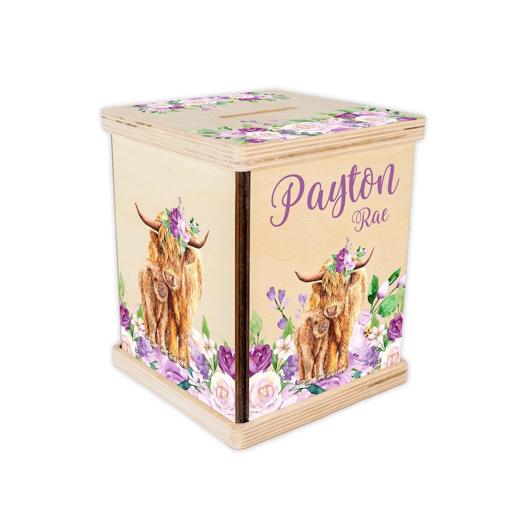 Highland Cow Piggy Bank, Girl Highland Cow Nursery, Baby Boy Gift