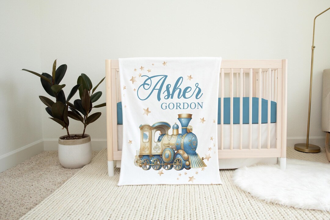 Train Nursery Baby Blanket, Boy Train Baby Blanket, Classic Train Blanket, Train Nursery Theme