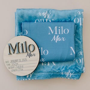 Swaddle Bundle, Baby Name Swaddle, 3D Birth Stat and Name Sign, 3D Birth Announcement Sign, Baby Swaddle Set Options, Newborn Name Swaddle