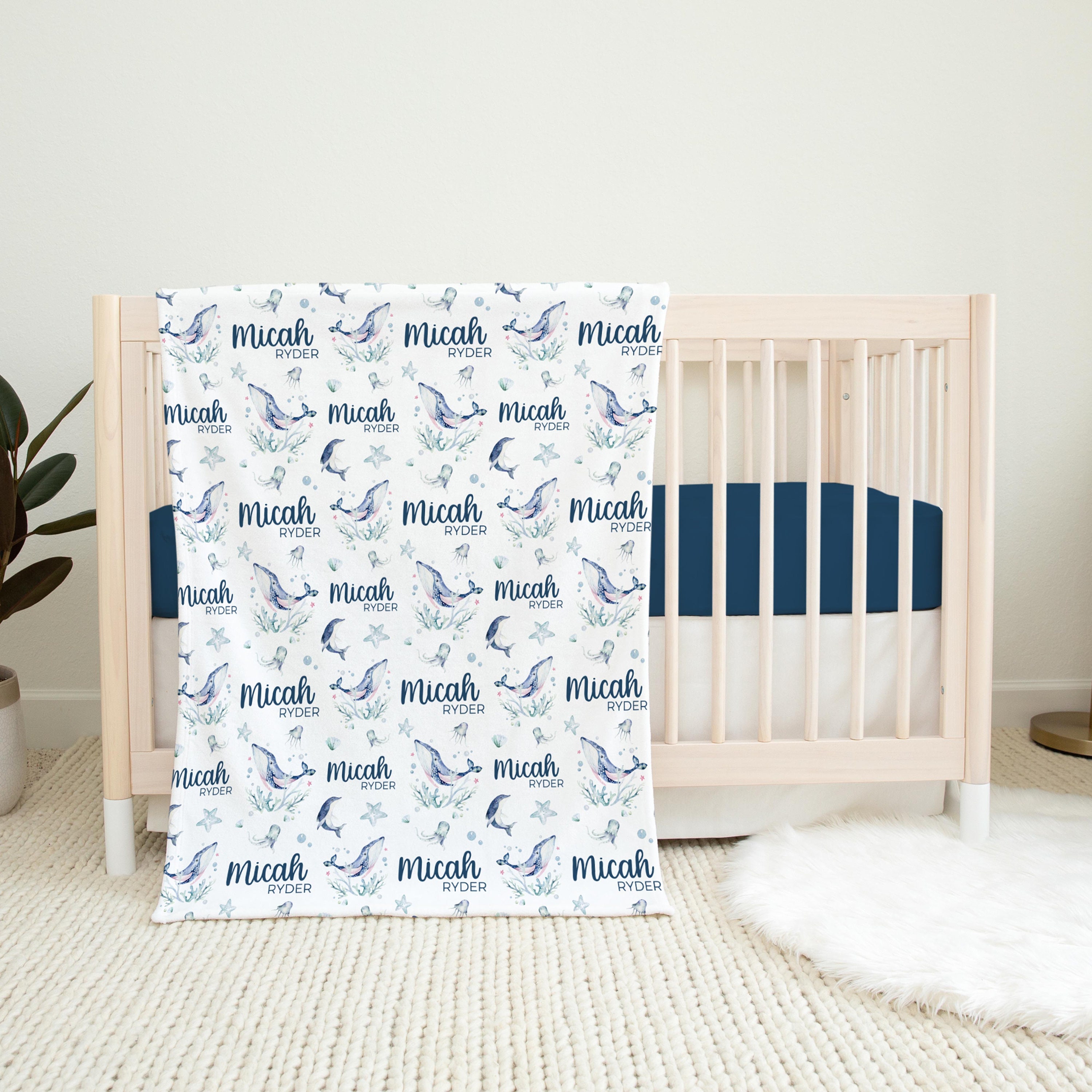 pink whale baby blanket