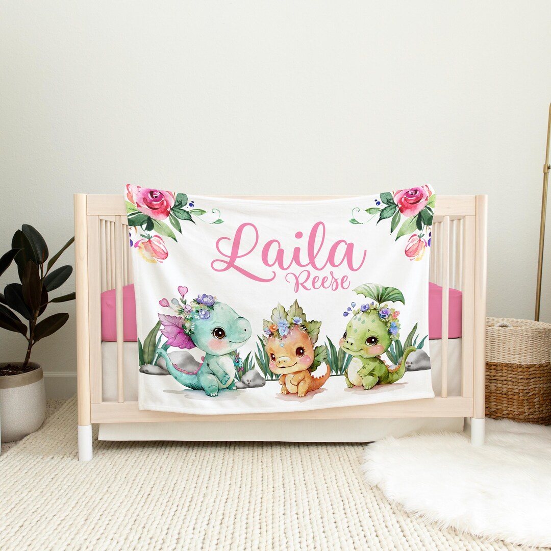 Girl Dinosaur Blanket, Dinosaur Nursery Theme, Dinosaur Mountains