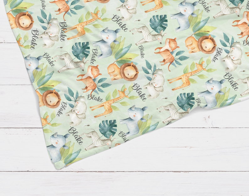 Safari Blanket Safari Swaddle Blanket Personalized Baby Etsy