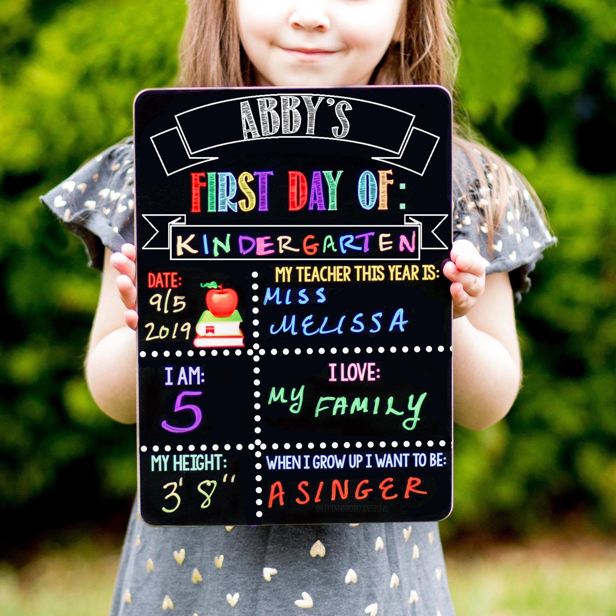 First day of School Chalkboard Sign, reusable Last day School Board, C