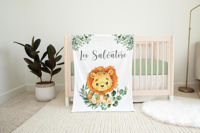 Lion Baby Blanket Safari Crib Bedding Personalized Baby Etsy Denmark