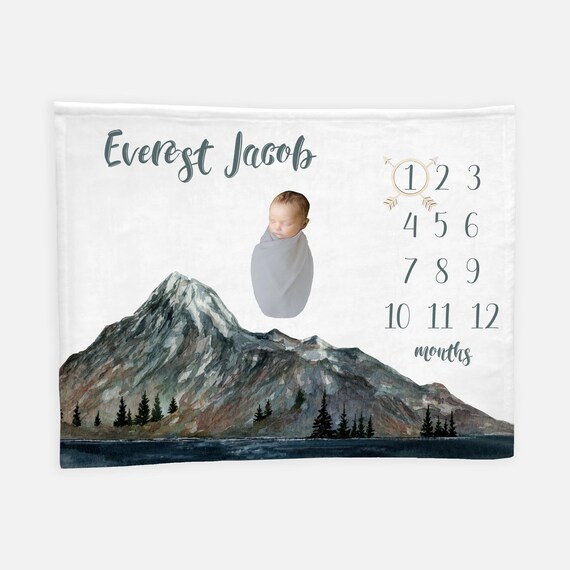 Mountains Baby Milestone Blanket Mountains Lake Milestone Blanket