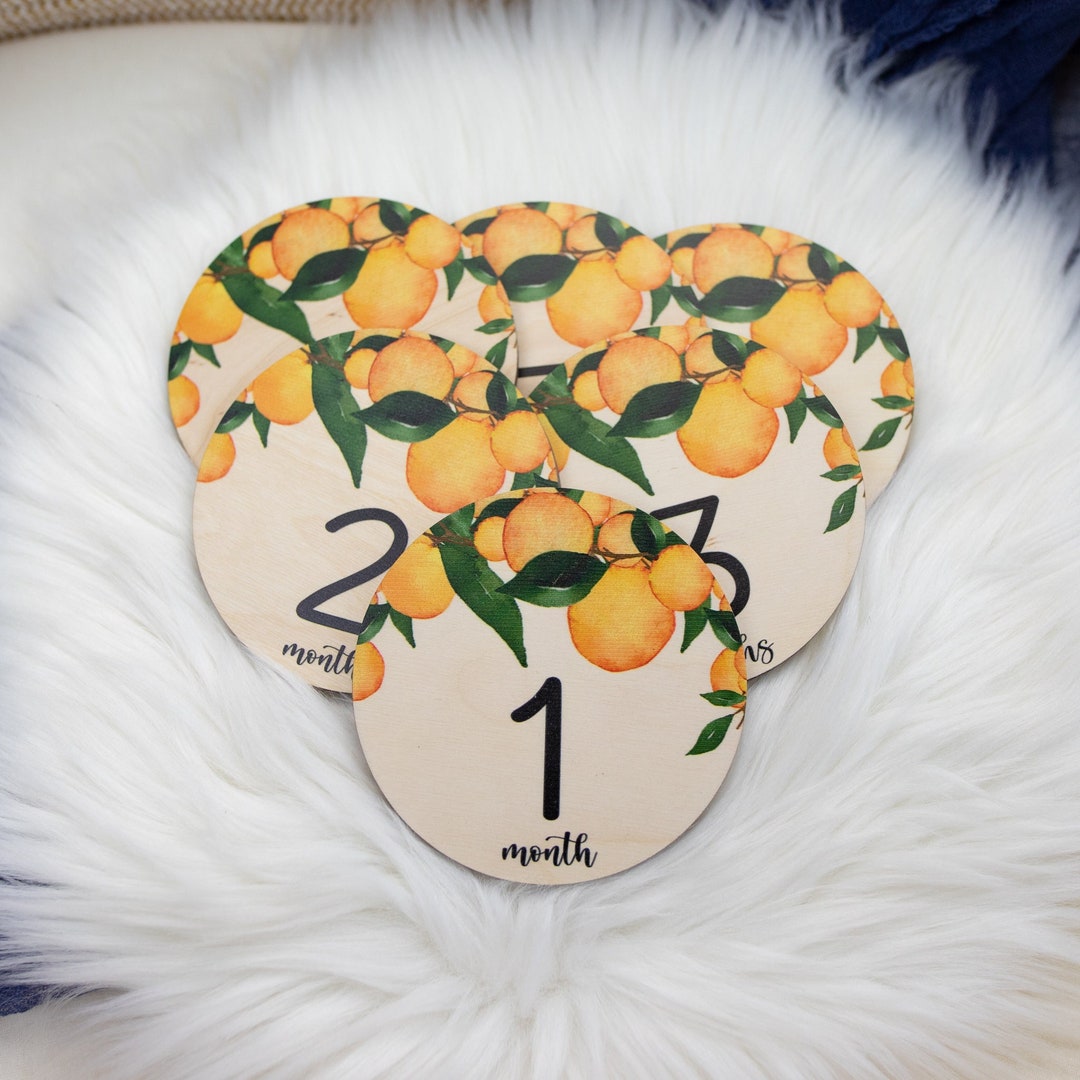 Clementine Milestone Cards, Baby Milestone Clementines Marker, Wood Milestone Card, Baby