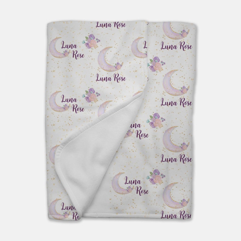 Luna Blanket Personalized Moon and Stars Baby Blanket Etsy