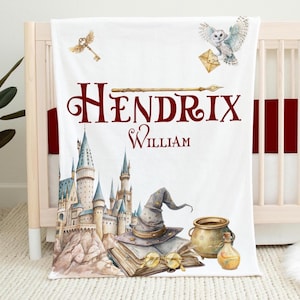 Wizard Blanket, Personalized Wizard Baby Blanket, Newborn Coming Home Blanket, New Baby Gift, Magic Nursery Theme, Wizard Baby Shower B100