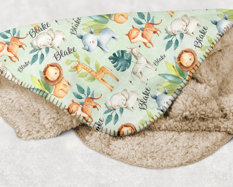 Safari Blanket Safari Swaddle Blanket Personalized Baby Etsy