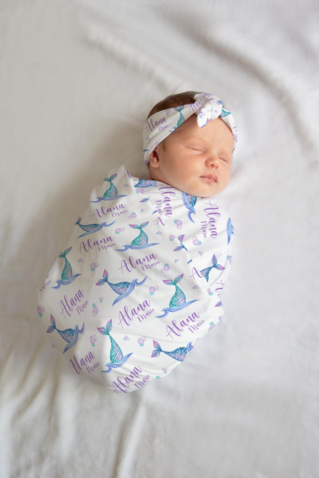 Mermaid Tail Swaddle Blanket, Mermaid Personalized Baby Blanket