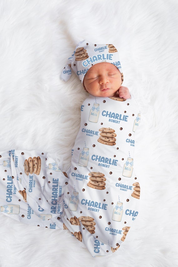 Cookie Swaddle Set Milk and Cookie Swaddle Set Personalized Baby Blanket Baby Shower Gift Cookie Toddler Blanket Cookie Blanket B83 Etsy