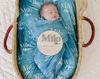 Baby Name Swaddle, Swaddle Bundle Options, 3D Birth Stat and Name Sign, 3D Birth Announcement Sign, Baby Swaddle Set, Newborn Name Swaddle