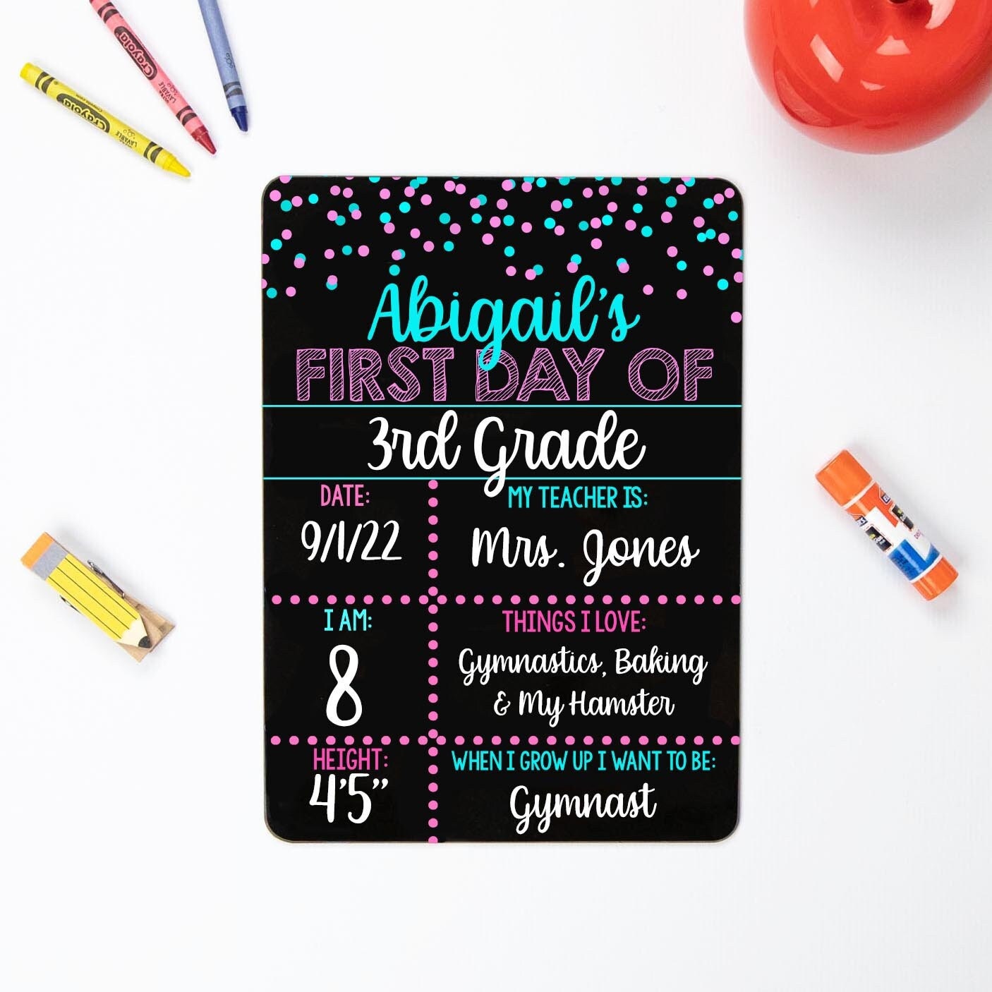 Reusable First and Last Day of School Sign, Liquid Chalk Dry Erase School Board, First Day of School Sign, Blue and Pink School Sign Set