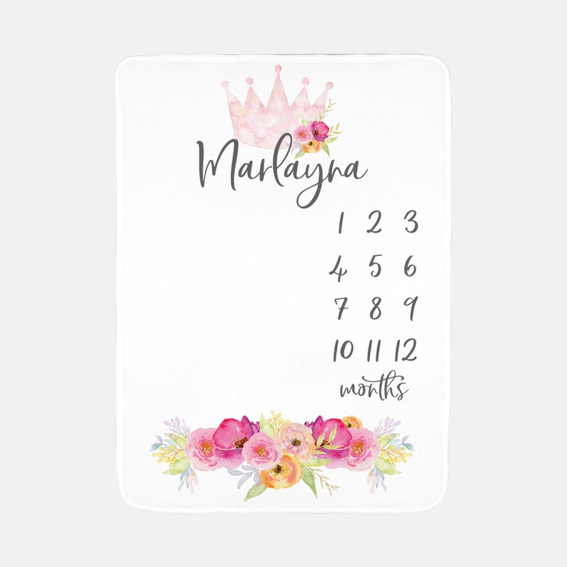 Princess Milestone Blanket Girl Baby Milestone Blanket Etsy