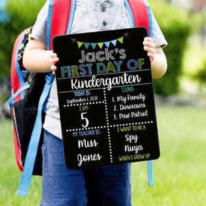 Reusable First and Last Day of School Sign, Liquid Chalk Dry Erase School Board, First Day of School Sign, Classic Blue Teal School Sign Set